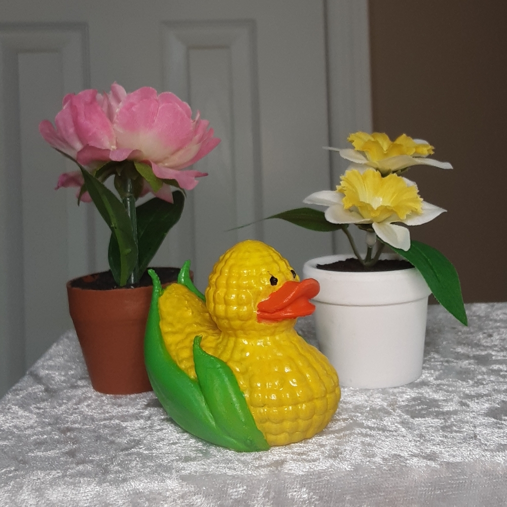 Handmade 3D Printed Hand Painted Corn On The Cob Duckie Yellow Green